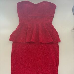 Elegant Red Strapless Mini Dress